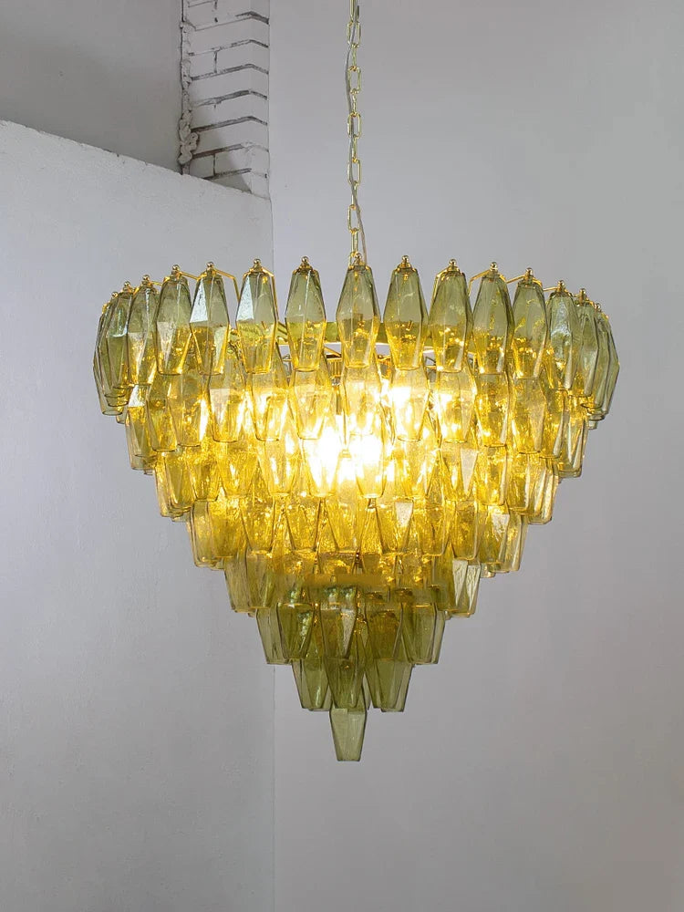 Afralia™ Amber Glass LED Ceiling Chandelier for Villa Living Room