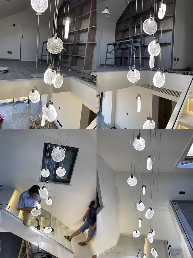Afralia™ Nordic Crystal LED Chandeliers for Living Dining Stairwell Lobby Hall Fixtures