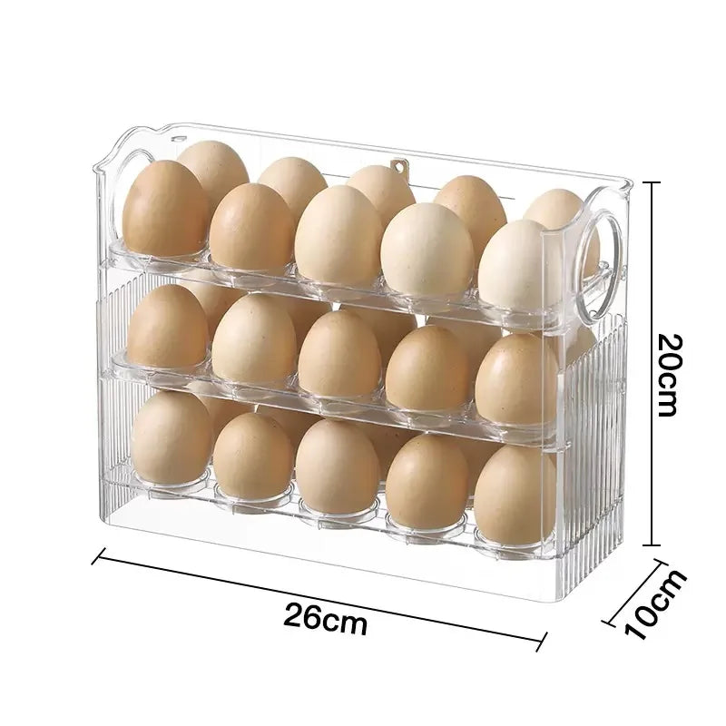 Afralia™ 30-Grid Egg Holder Dispenser for Refrigerator: Large Capacity Auto-Flip Container