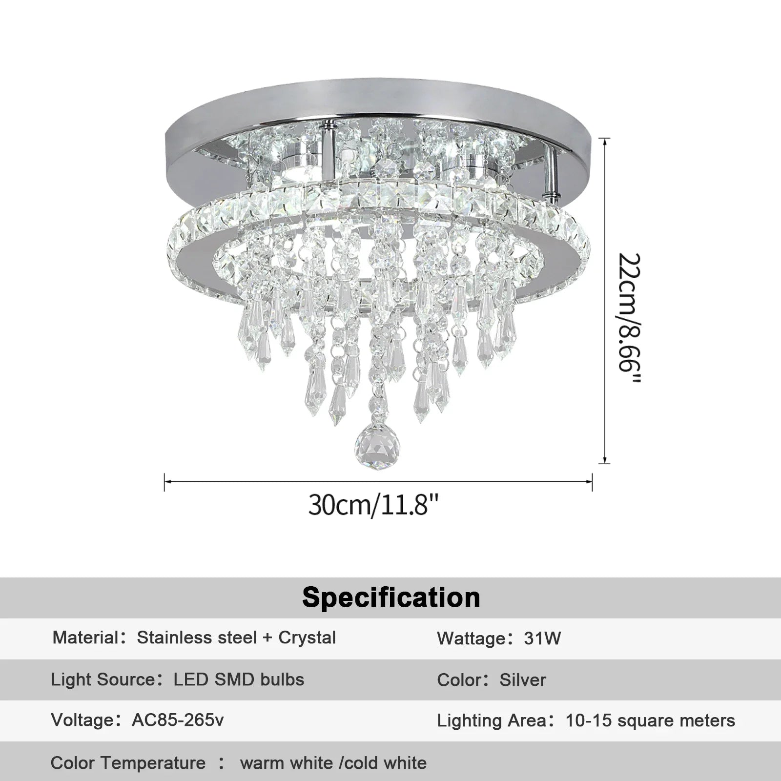 Afralia™ Crystal LED Ceiling Chandelier: Remote Dimming Round Lamp for Luxury Home Decor