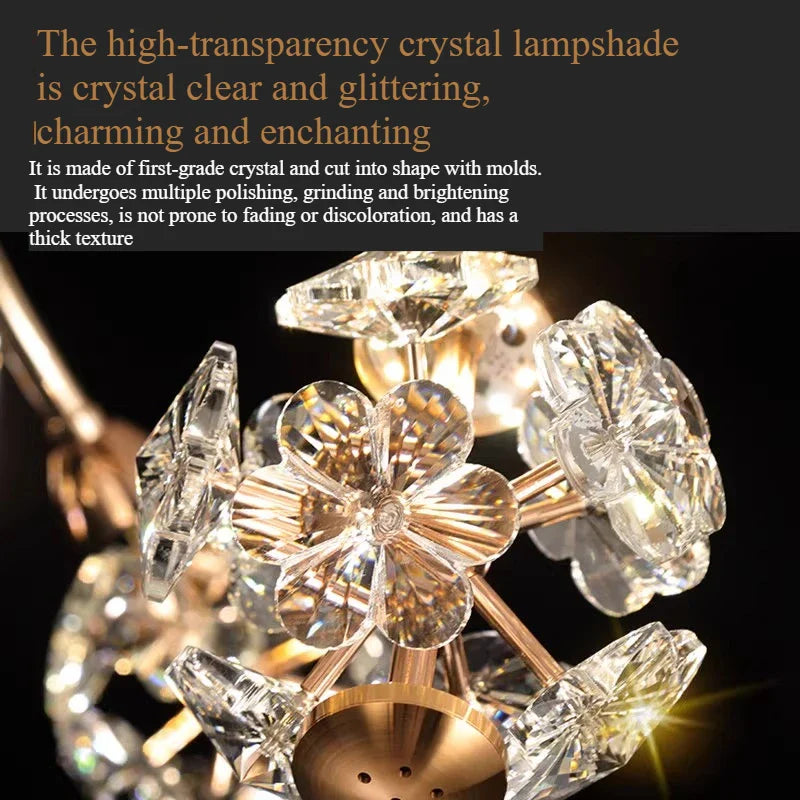 Afralia™ Crystal Chandelier Ceiling Fan with LED Light and Retractable Blades