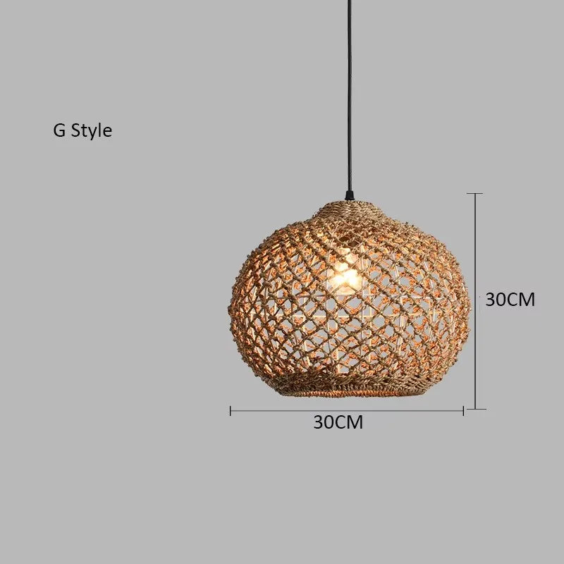 Afralia™ Hand-woven Natural Rattan Chandelier Pendant Light for Living Room Décor