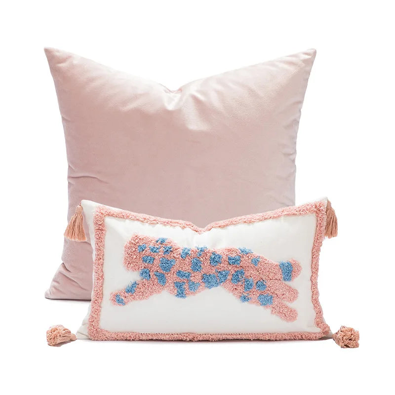 Afralia™ Plush Pink Cushion Cover 45x45, Luxury Home Decor Sofa Pillowcase, Light Gray