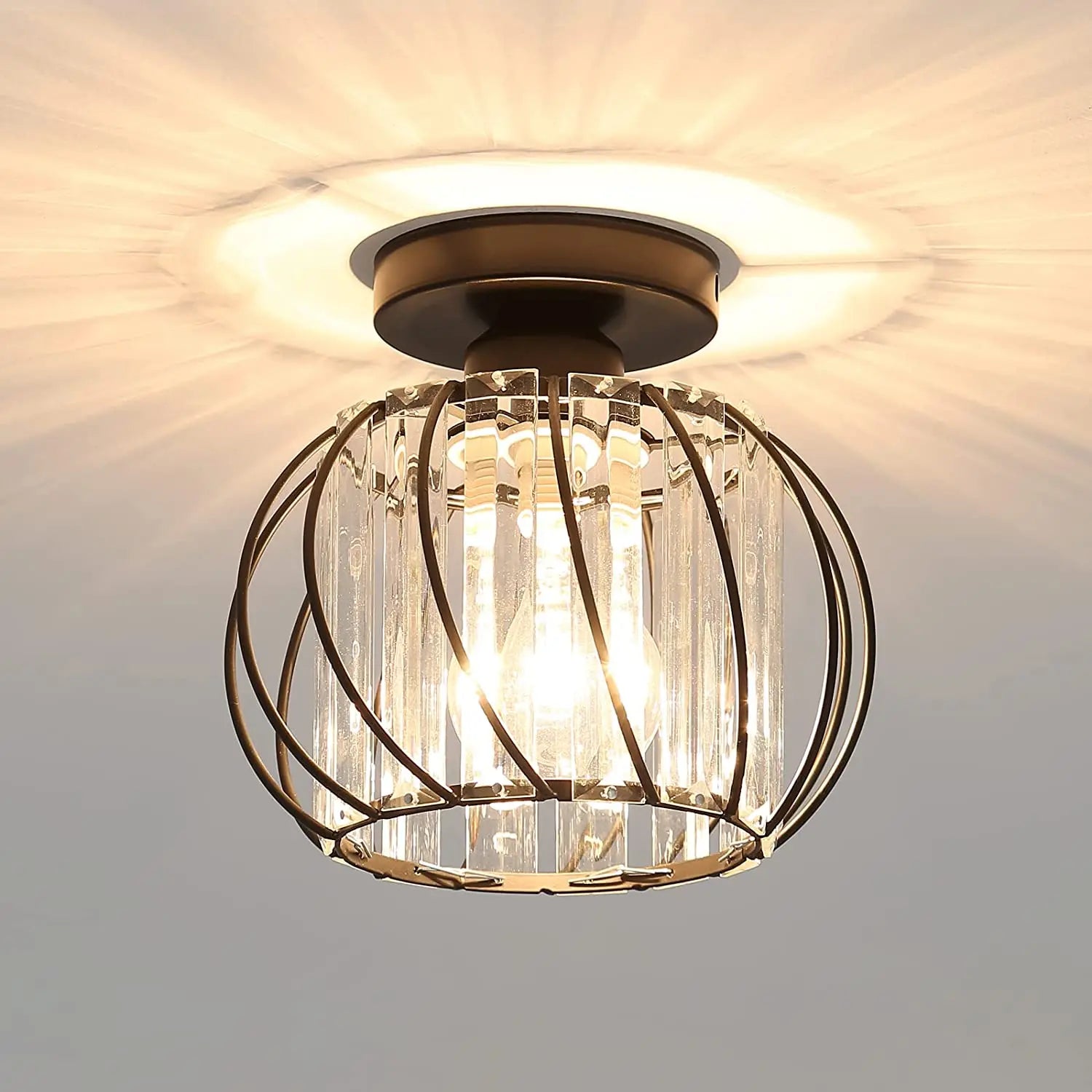 Afralia™ Modern Industrial LED Crystal Ceiling Light for Kitchen Hallway Dining Living Room