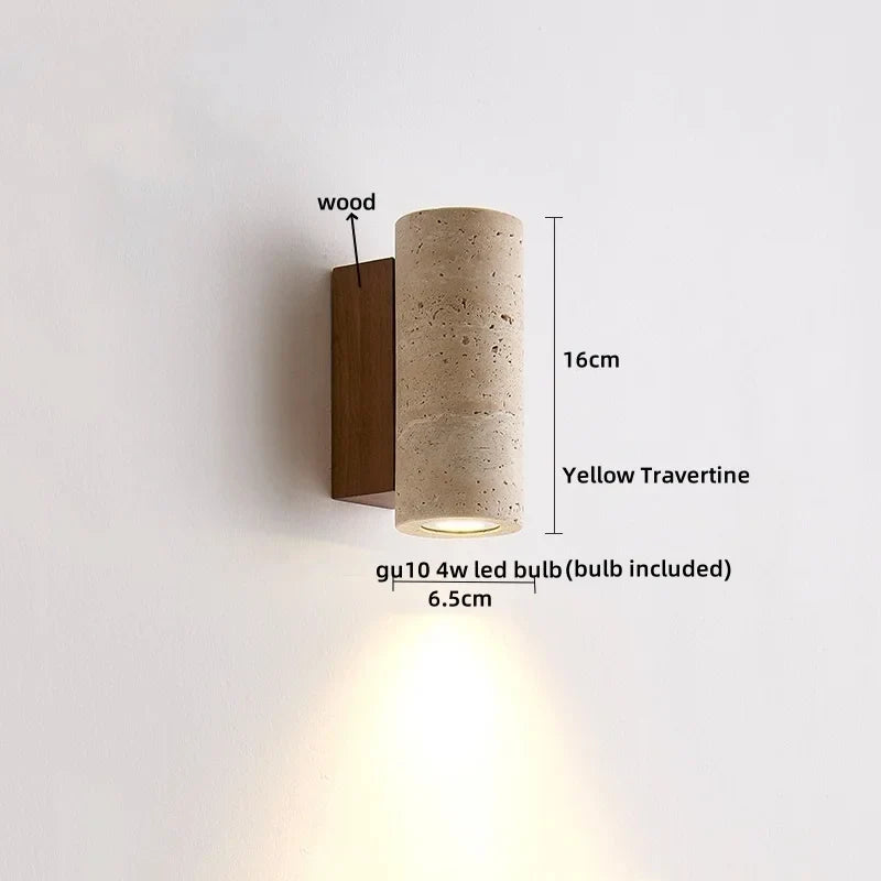 Afralia™ Yellow Travertine LED Wall Lights for Home Decor - Modern Bedside Lamp