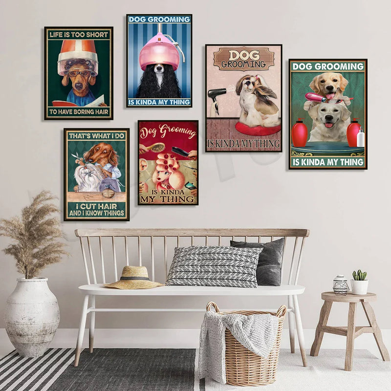 Afralia™ Dog Grooming Poster: Funny Dog Grooming Gifts for Dog Moms