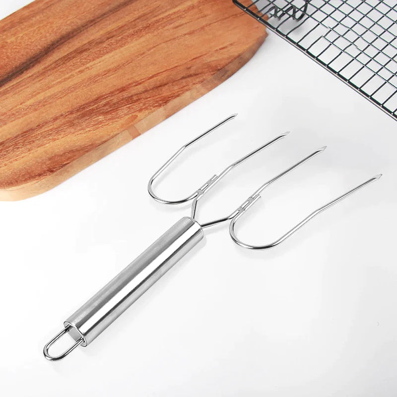 Afralia™ Stainless Steel Turkey Fork BBQ Skewers Set