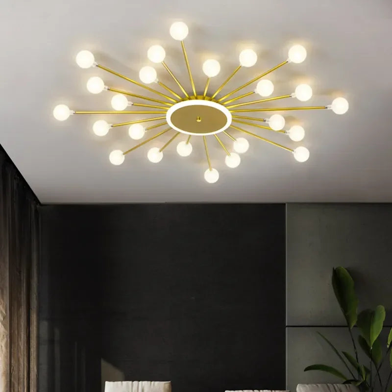 Afralia™ Glass Ceiling Chandelier LED Light Fixture for Living Room Bedroom Kitchen Lighting