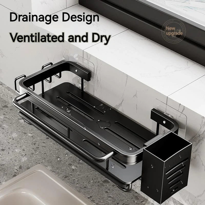 Afralia™ Space Aluminum Sink Organizer Hanging Drain Holder for Kitchen Bathroom Storage