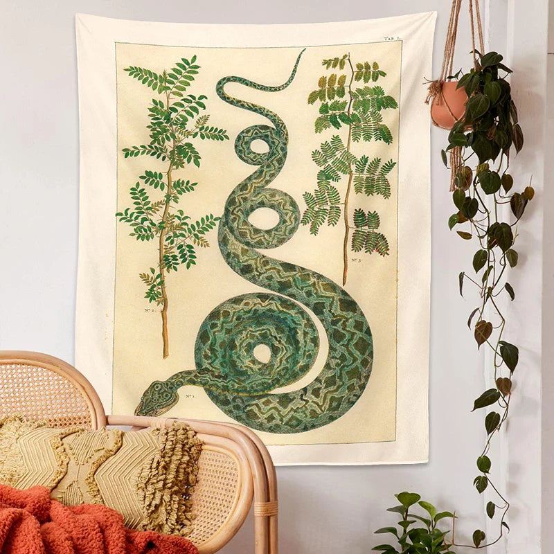 Afralia™ Celestial Snake Tapestry Wall Hanging - Hippie Botanical Dorm Decor