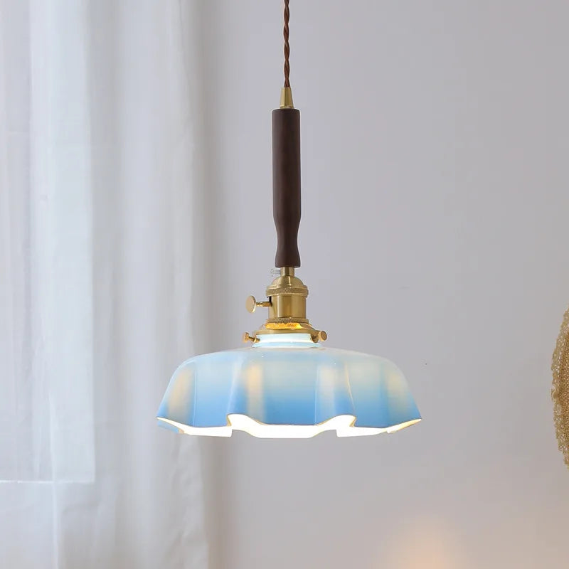 Afralia™ Blue Glass LED Pendant Lamp for Dining Living Room Bedroom