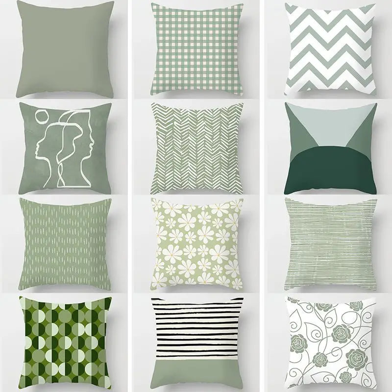 Afralia™ Mint Green Geometric 45*45cm Cushion Covers - Fresh Art Pattern Pillowcase