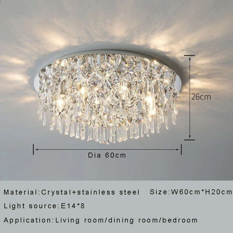 Afralia™ Crystal Luxury Chandelier: Dimmable LED Round Ceiling Light for Bedroom Living Room