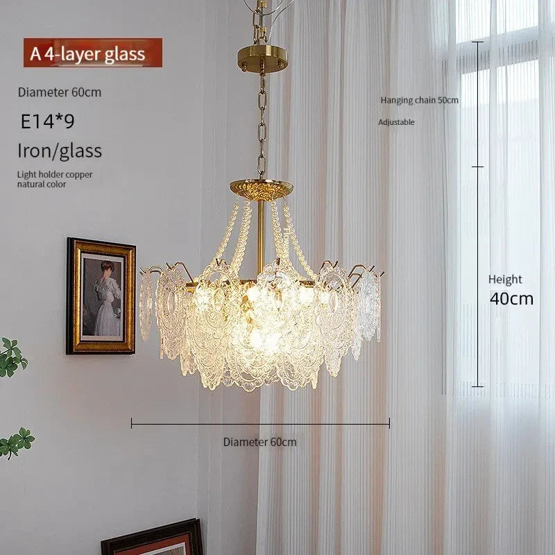 Afralia™ Clear Glass LED Chandelier: Modern French Style Hanging Fixture for Bedroom, Living Room & Kitchen