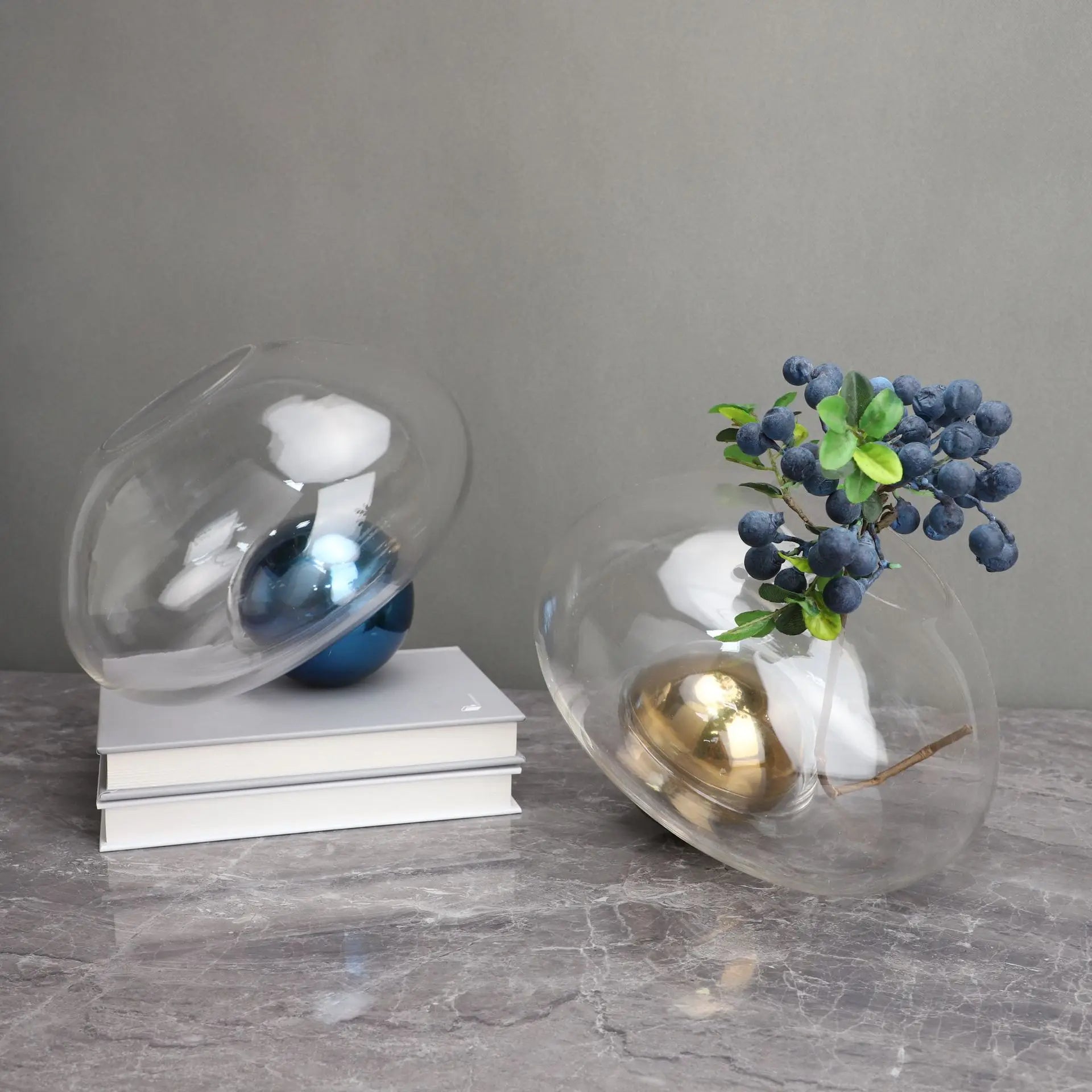 Afralia™ Golden Ball Glass Vase for Hydroponic Flower Arrangement