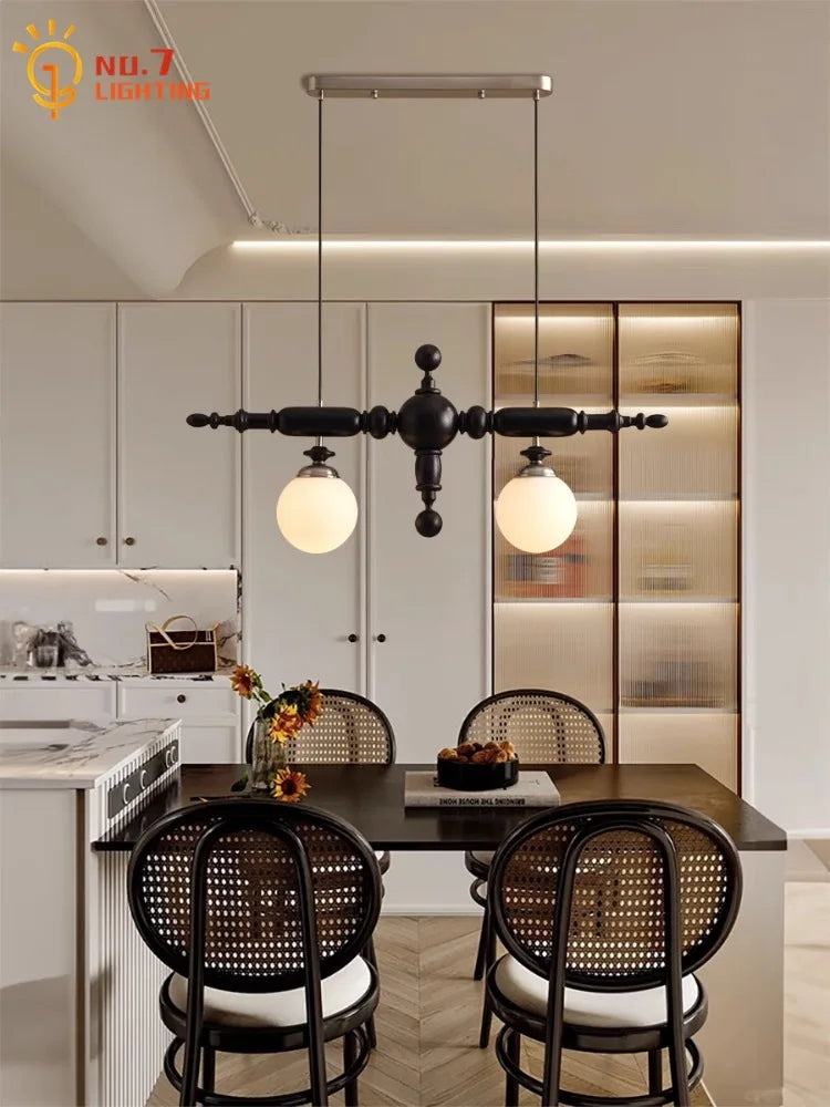 Afralia™ Wood Long Strip Chandeliers LED E27 Classic Pendant Lights