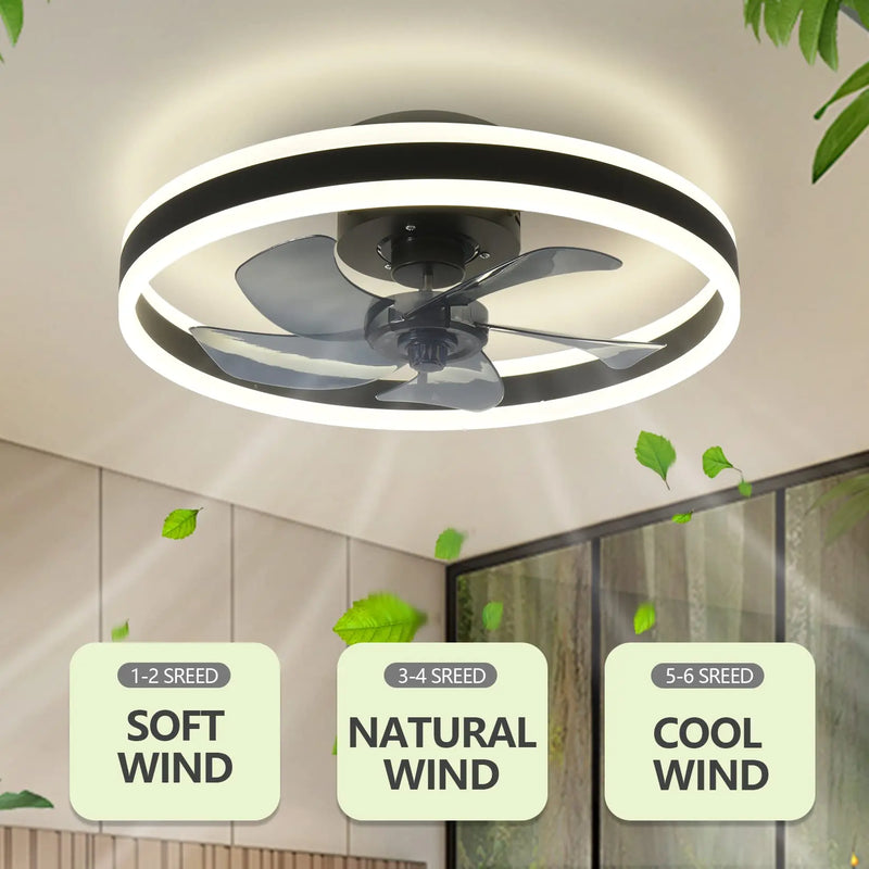 Afralia™ LED Silent Ceiling Fan Light Control Modern Bedroom Living Room Indoor Decor