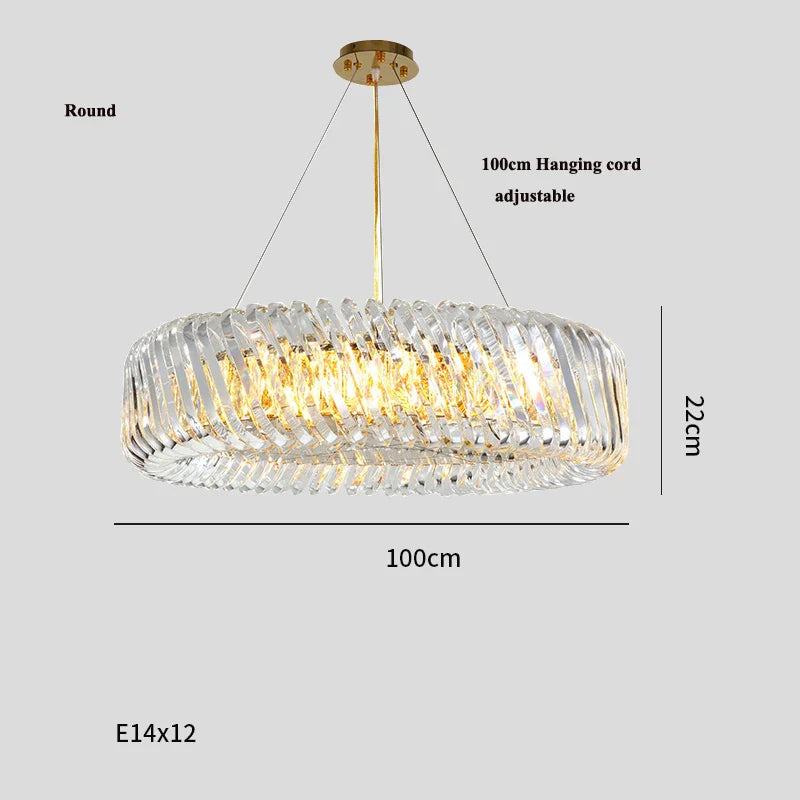 Afralia™ Oval LED Glass Chandelier Lighting in Gold & Silver Stainless Steel