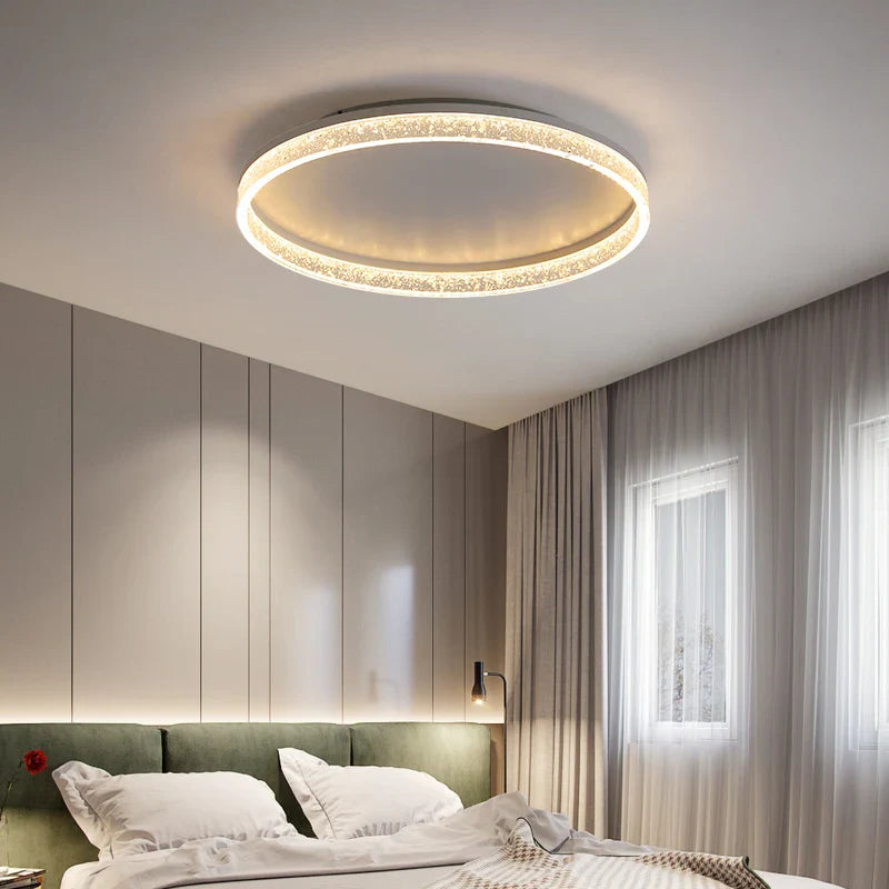 Afralia™ Round LED Chandeliers White Gold Frame for Bedroom Dining Living Room Lighting