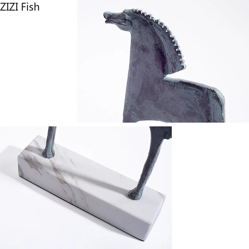 Afralia™ Iron Horse Statue - Modern Desk Decor & Room Ornaments