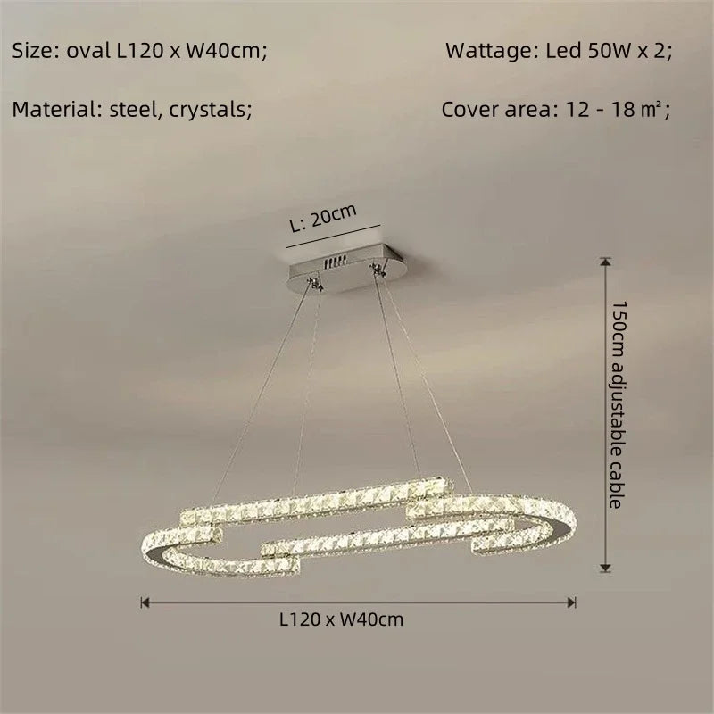 Afralia™ Crystal LED Chandelier Pendant Light Modern Luxury Foyer Ceiling Lamp