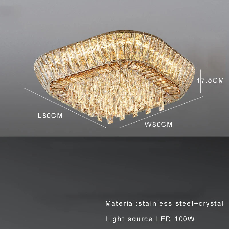 Afralia™ Amber Crystal Ceiling Chandelier: Luxe LED Home Decor Light Fixture