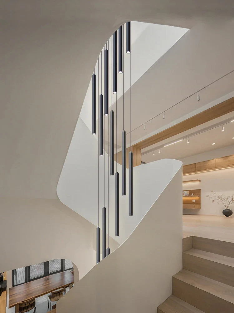 Afralia™ LED Chandelier Stairs Pendant Ceiling Lamp for Hotel Lobby Decor