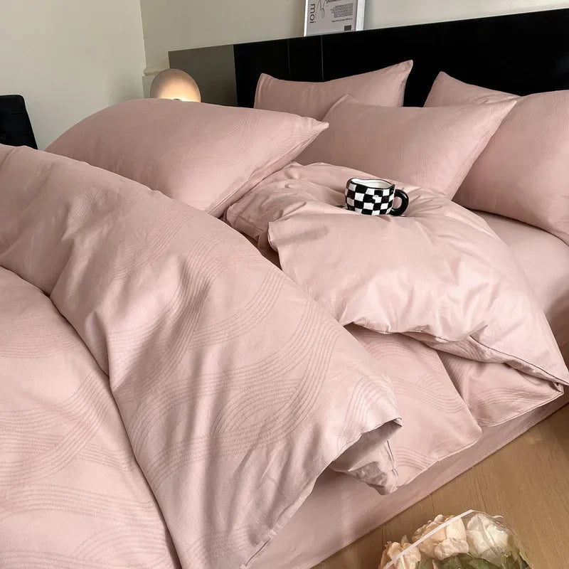 Afralia™ Luxury Jacquard 3-Layer Cotton Bedding Set - Soft & Skin-Friendly