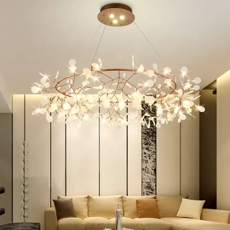 Afralia™ Nordic Firefly LED Chandelier in Rose Gold/Black for Dining and Restaurant