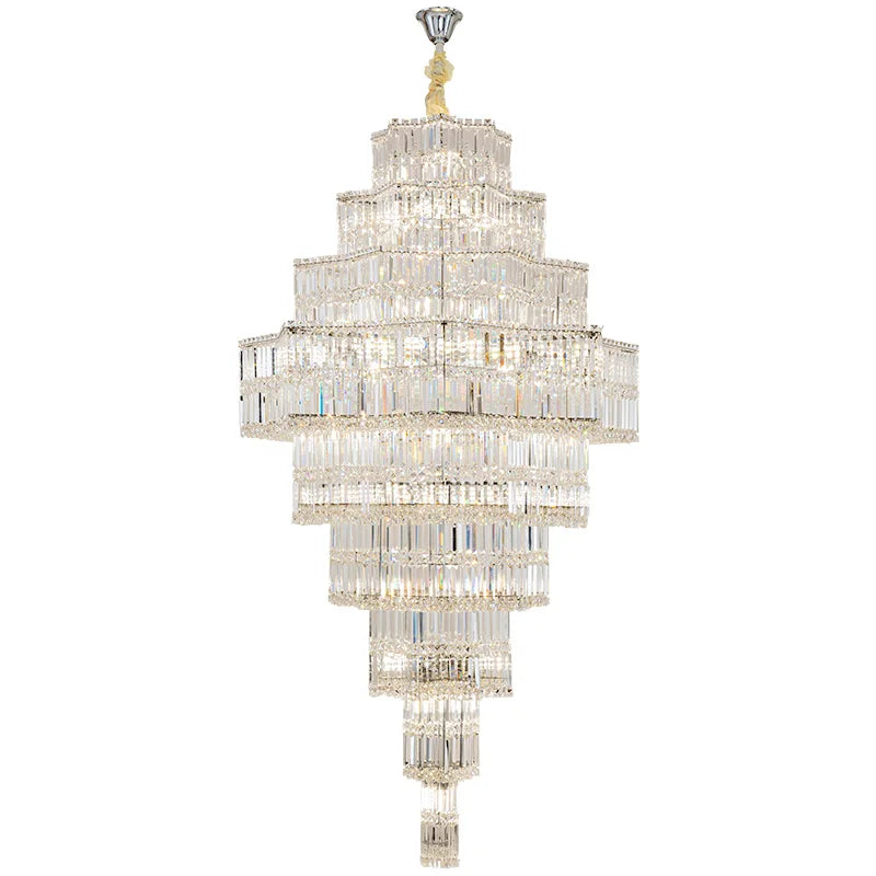 Afralia™ Hollow Luxury Crystal Chandelier for Living Room and Staircase