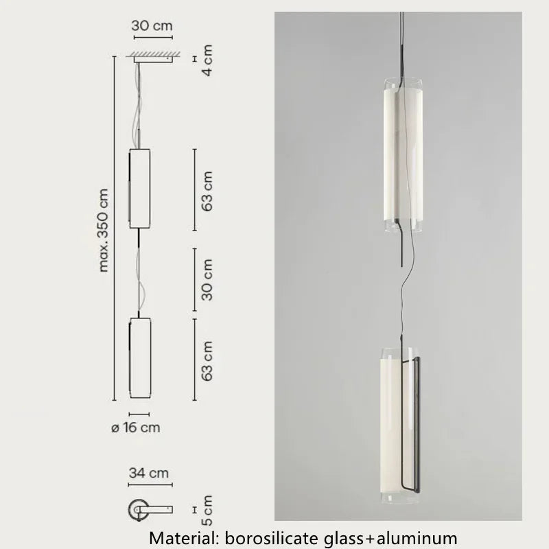 Afralia™ Glass Cylinder Chandelier: Sleek Indoor Lighting for Living Room & Dining Room
