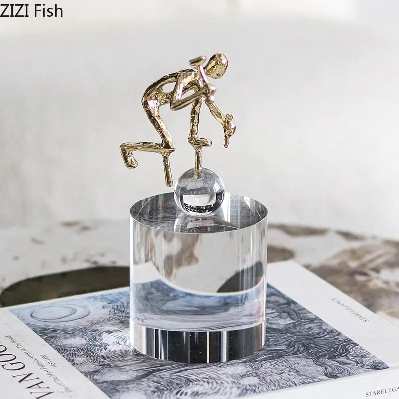 Afralia™ Crystal Sculpture Abstract Statues Modern Room Decor Ornaments Aesthetic Crafts