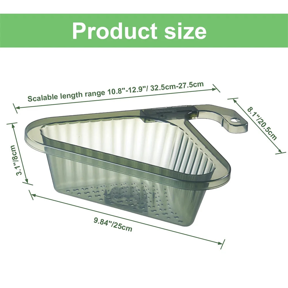 Afralia™ Triangular Sink Strainer Filter Basket Extendable Handle Storage Hanging Drain Rack