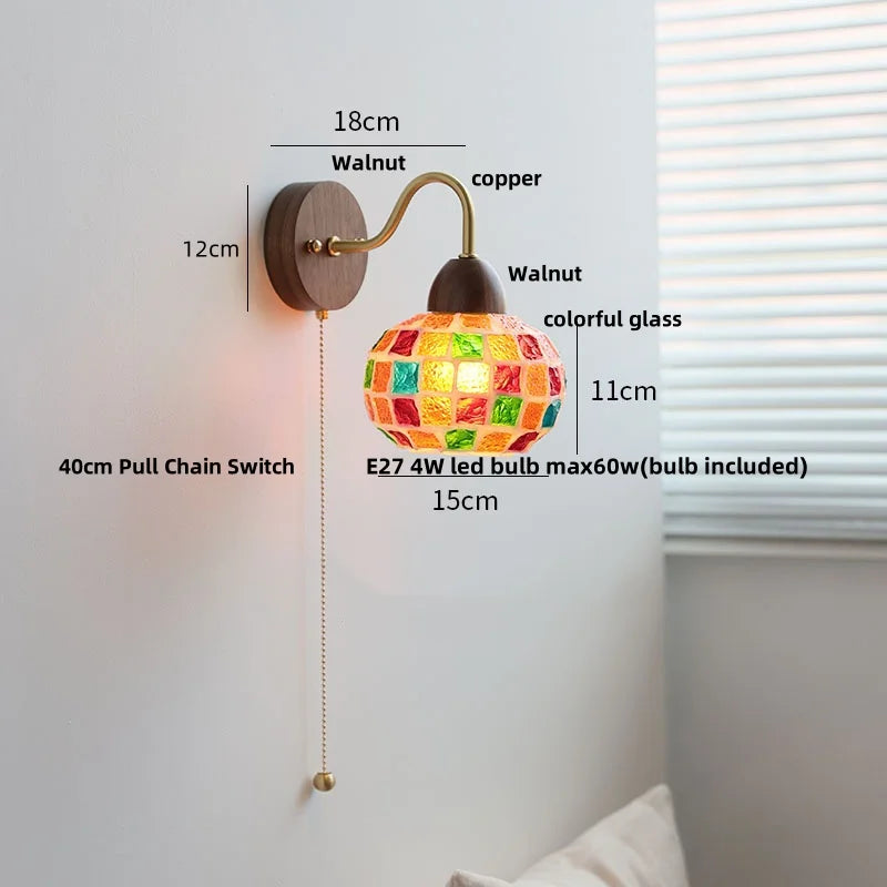 Afralia™ Tiffany Style Glass LED Wall Light with Colorful Shell Design