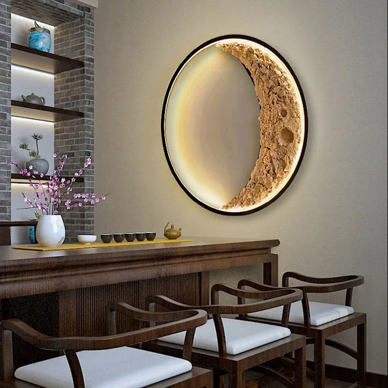 Afralia™ Moonlight Bedroom Wall Lamp Moon Mural Art Hall Decor Bedside Light