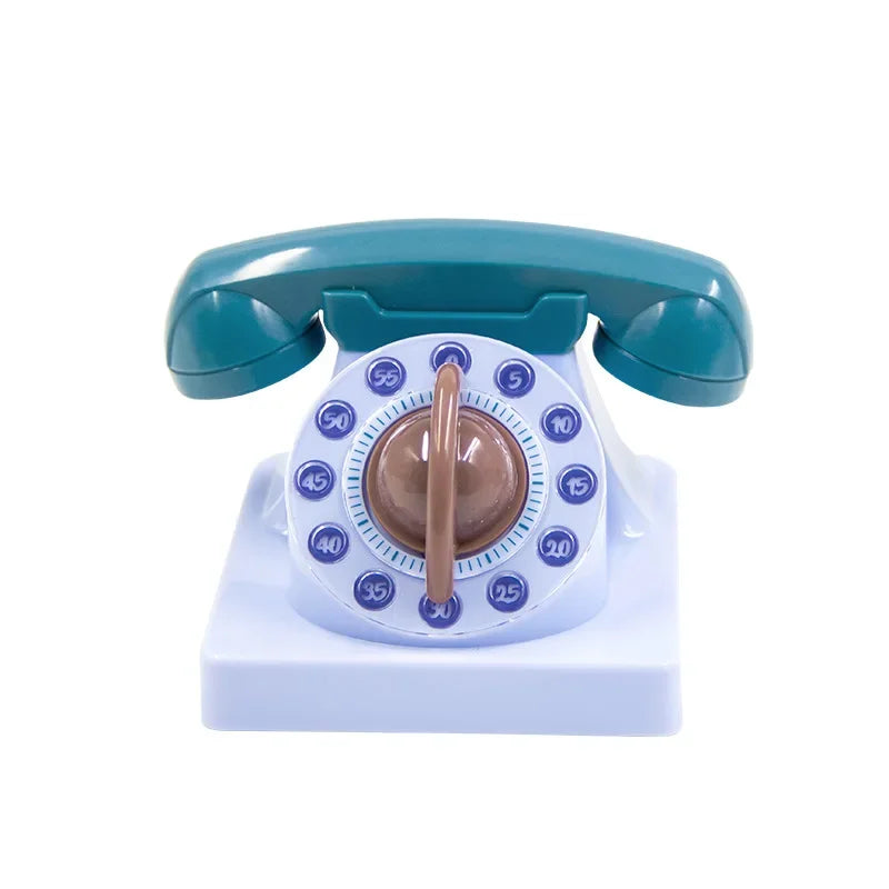Afralia™ Cute Telephone Kitchen Timer: Mechanical 60 Min Wind-up Rotating Timer for Children