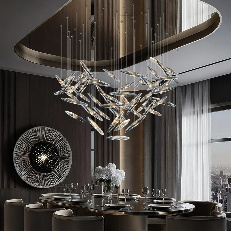 Afralia™ Modern Crystal Chandelier Pendant Light for Villa Hall, Living Room, Kitchen Island