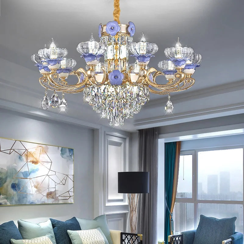 Afralia™ Crystal Candle Chandelier for Living Room, Bedroom, and Dining Room