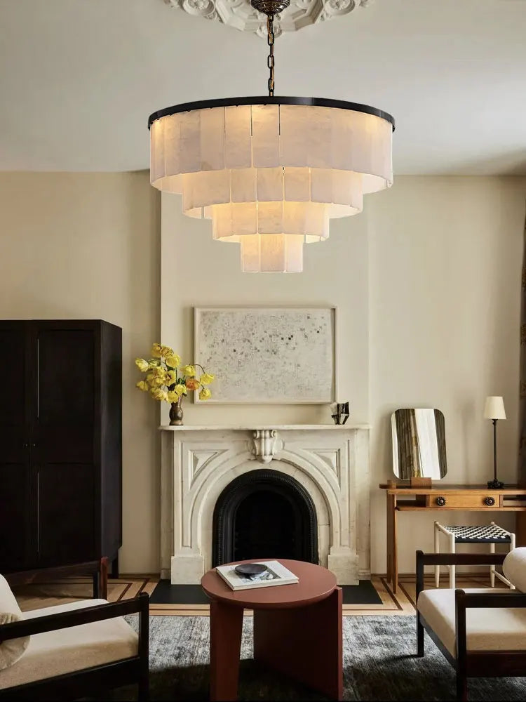 Afralia™ Black Gold Marble Chandelier Suspension Lamp for Foyer and Dining Room