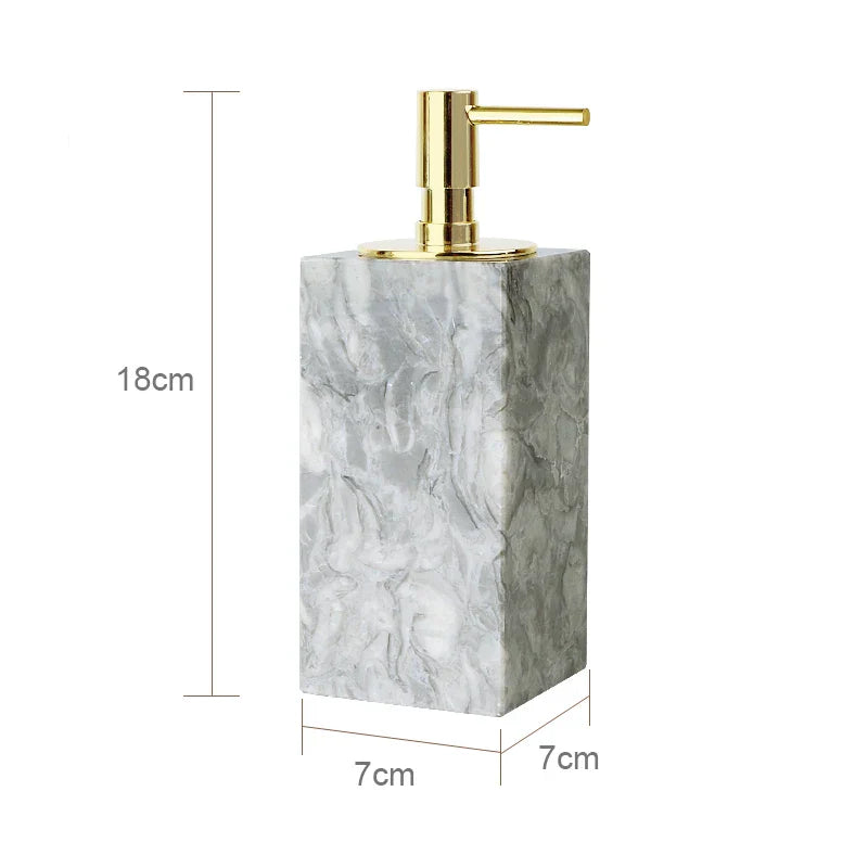 Afralia™ Marble Bathroom Accessories Set - Soap Dispenser, Toothbrush Holder, Cup, Toilet Brush