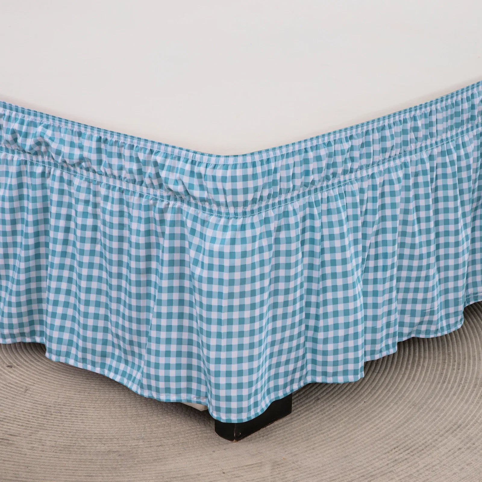 Afralia™ Elastic Band Diamond Lattice Ruffled Bed Skirt for Queen Size Mattress