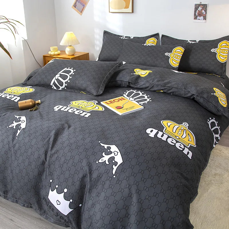 Afralia™ Geometric Pattern Bedding Set: Quilt Cover, Duvet Cover, Sheet, Pillows