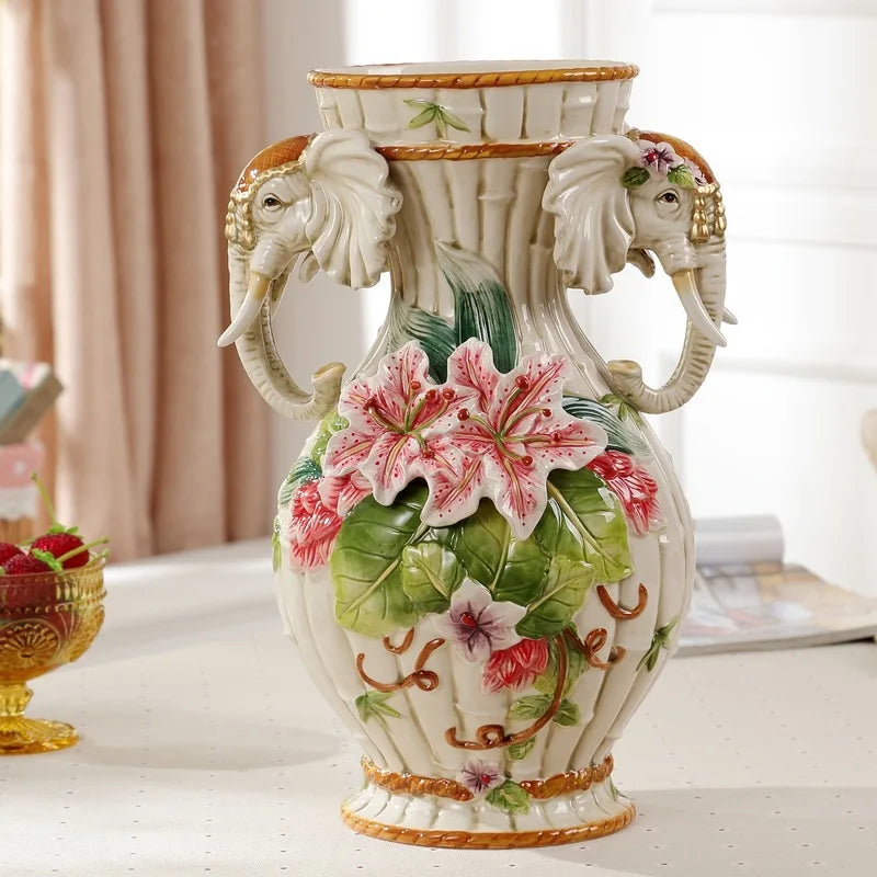 Afralia™ Elephant Vase: European Style Ceramic Home Decor for Living Room, Table, and Porch