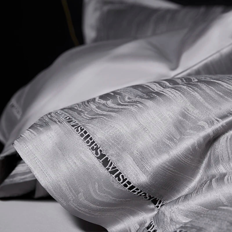 Afralia™ Luxury Brocade Jacquard Lyocell Cotton Bedding Set with Pillowcases