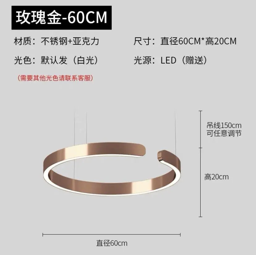 Afralia™ Rose Gold C-Shaped Pendant Light for Luxury Home Dining Room Hall