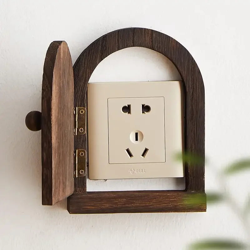 Afralia™ Wood Switch Sticker Socket Trim & Protective Cover Wall Decoration Craft