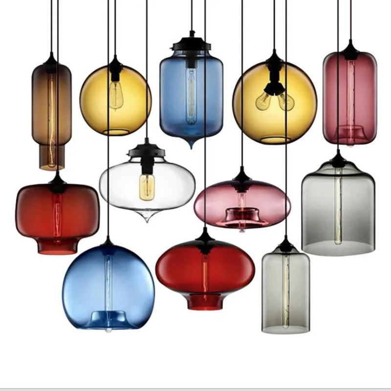 Afralia™ Glass Bowl Pendant Lights: Modern Colorful E27 Hanging Lamps for Kitchen, Living Room, Bedroom.