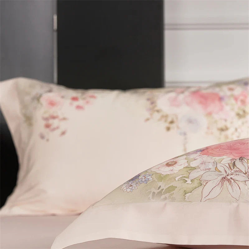 Afralia™ Flowers Pattern 1000TC Egyptian Cotton Luxury Bedding Set & Silk Duvet Cover