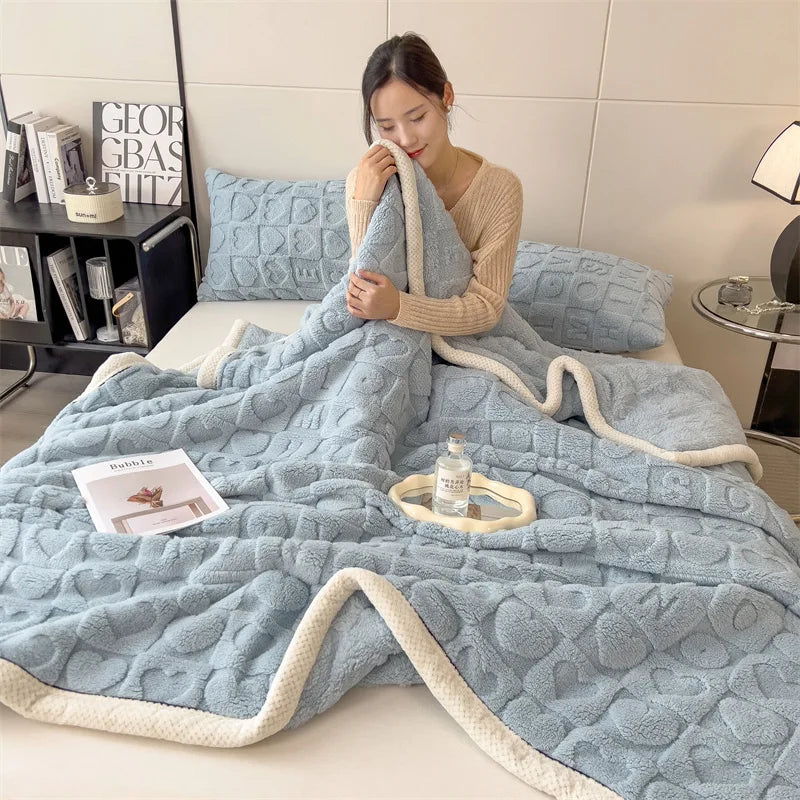 Afralia™ Cozy Jacquard Taffeta & Flannel Nap Blanket - Warm, Thick Comforter for Bedroom