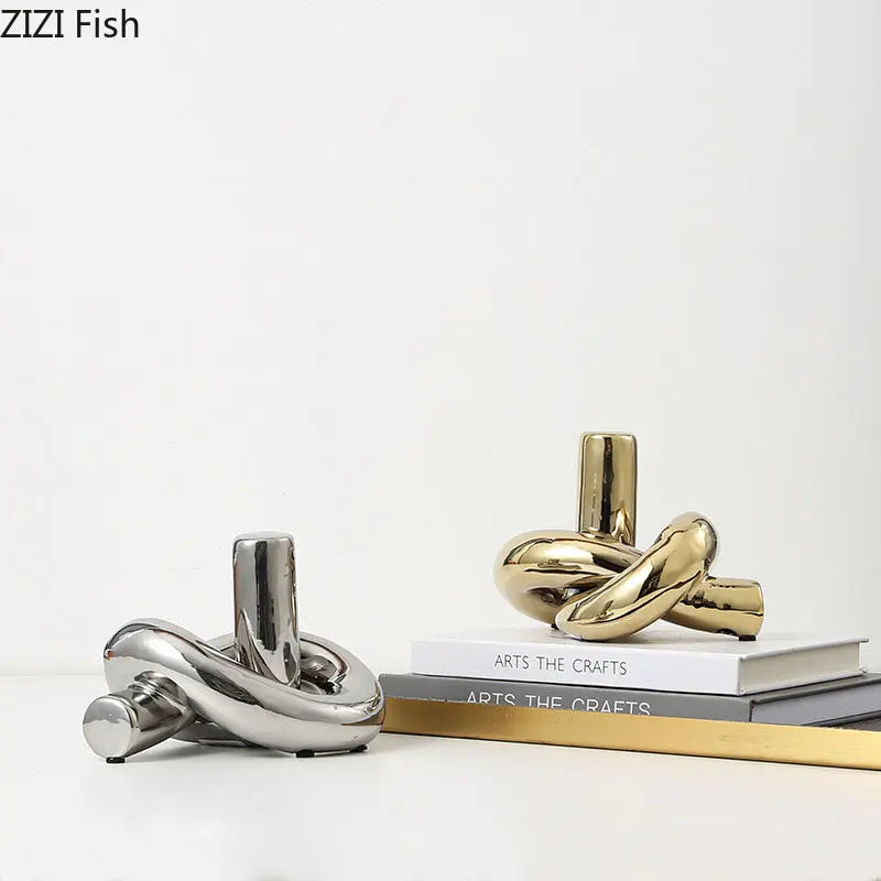 Afralia™ Ceramic Knot Sculpture Abstract Desk Decor Artwork Room Aesthetic Statues